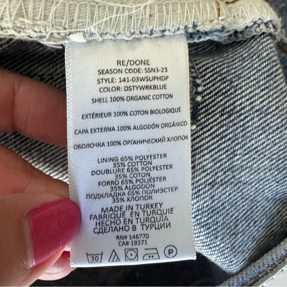 NWT NEW! RE/DONE Super High Drainpipe Destroy Wrecking Blue Jeans - Picture 13 of 15